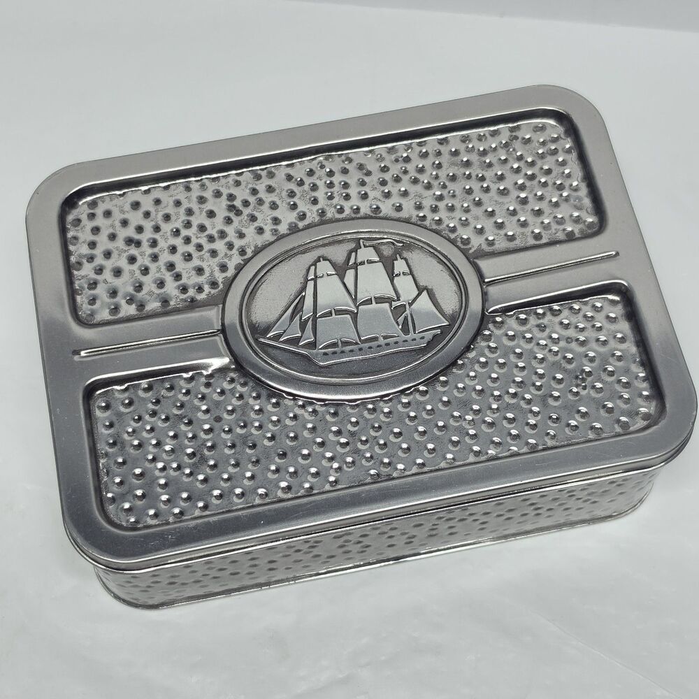 Vintage Old Spice Aftershave Cologne Classic Hammer Silver Tone Tin BOX ONLY